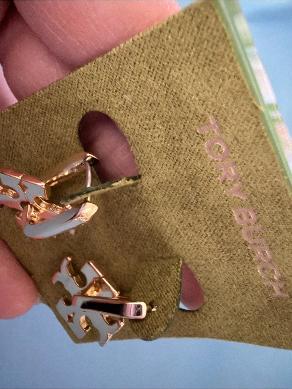 Tory Burch Gold Logo Drop Earrings